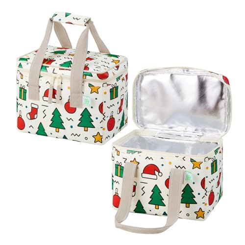 VENO 2 Pack Insulated Lunch Bags, 12 Can, Water-Resistant, Jingle Mix - color: Jingle Mix, size: 10.63"W x 8"H x 6.7"D - 2 Pack