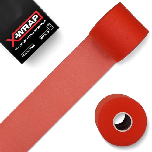 Meister X-Wrap Premium PreWrap - XL Underwrap for Athletic Tape - 30 Yards x 2.75" - Red - 2 Rolls - color: Red