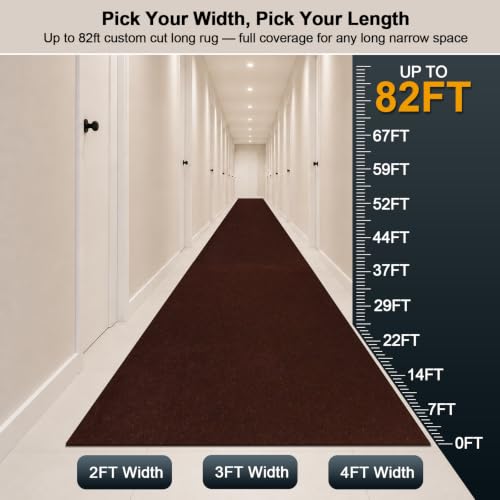 2 x 14 Ft Non Slip Entryway Runner Rug - color: Brown, size: 2' x 14' (Rectangular)