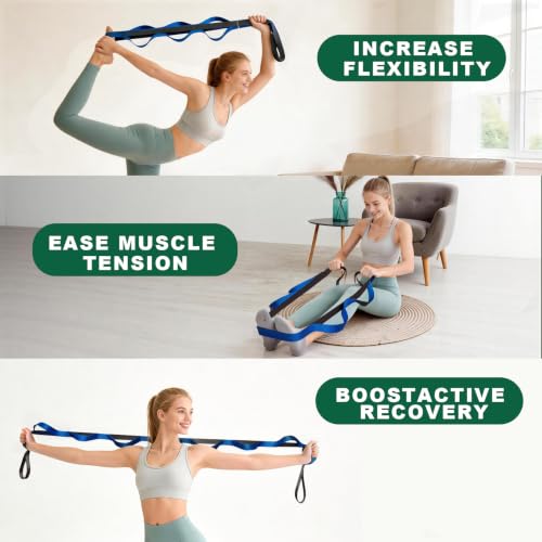 Acozycoo Stretching Strap with Loops for Leg Calf Back Physical Therapy - color: Blue