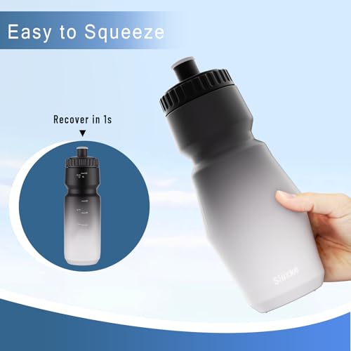 SLUXKE Squeeze Water Bottle 32oz, 2Pack Bike Water Bottle Leak Proof, 1000ml BPA Free for All Fitness and Cycling Fast Flow Valve - color: Gray White & Black, size: 32 Ounces