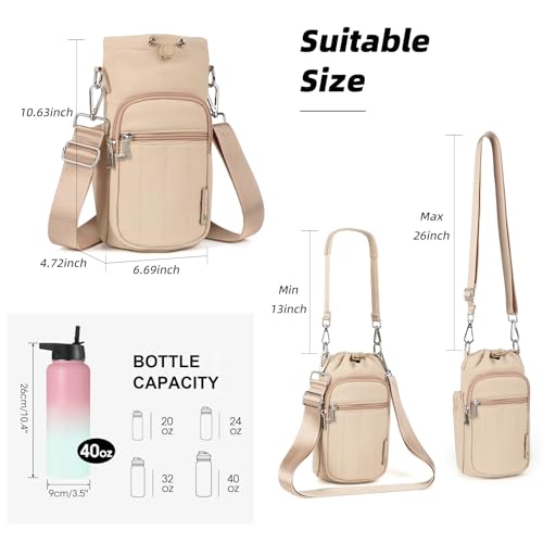 Rueesh Water Bottle Holder Bag with Adjustable Strap - color: Camel
