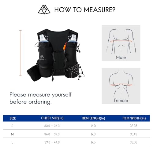 Haimont 8L Trail Running Hydration Vest with Soft Flasks - color: Black, size: Small