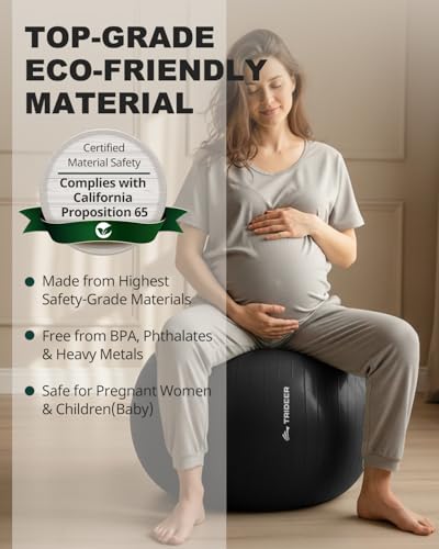 Trideer Yoga Ball for Exercise, Pregnancy, Exercise Ball, Pump Included - color: Black, size: XL(27-30ines/68-75cm)
