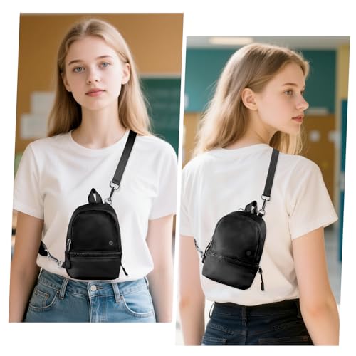 Babysun Mini Backpack Keychain Wristlet Pouch Small Change Coin Purse Cute Zipper Wallet With 3 RFID Card Slots For Women/Men Airpods Cosmetics - color: Black-L