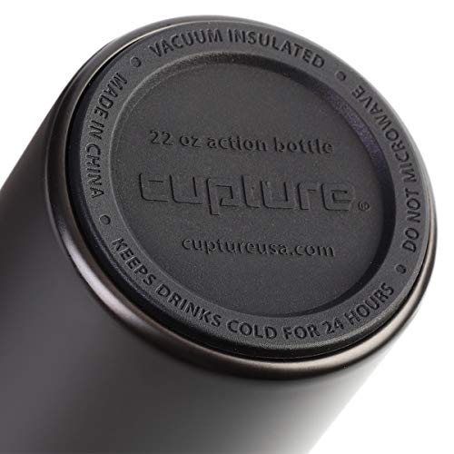 Cupture Action Bottle with Handle - Stainless Steel Vacuum-Insulated, 22 oz - color: Black