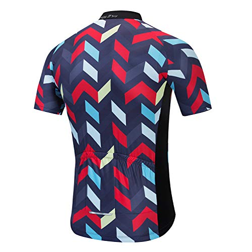 Cycling Jersey Men Bike Short Sleeve with 3 Rear Pockets,Reflective Breathable,Quick Dry,Bicycle Shirt S-3XL - color: Cc6474, size: Medium