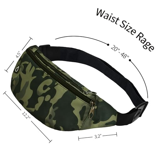 Fanny Packs for Men and Women Water-Repellent Sports Waist Pack Bag - color: 1pack-Black Camo