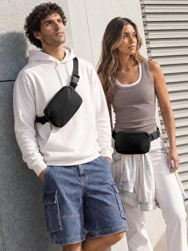 ODODOS Unisex Mini Belt Bag with Adjustable Strap Small Fanny Pack for Workout Running Traveling Hiking, Black - color: Black
