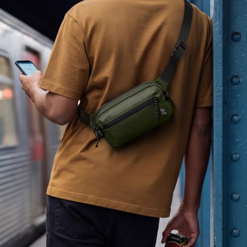 tomtoc 1.5L Sling Bag with RFID Blocking Crossbody Chest Pack for Men Women - color: Green, size: 1.5L
