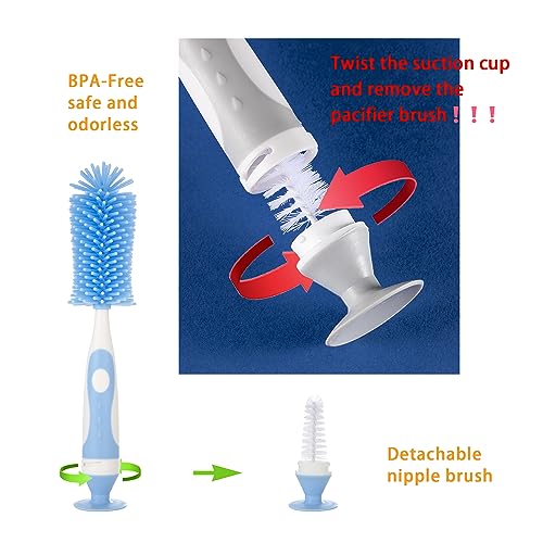 Multifunctional Cleaning Brush, Baby Bottle Brush, Bottle Brush Cleaner - color: Blue 2