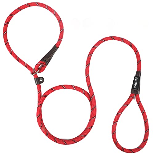 PetiFine Slip Lead Dog Leash Reflective, 6FT x 3/8" Heavy Duty Slip Leash - color: Red, size: 3/8" x 6 FT