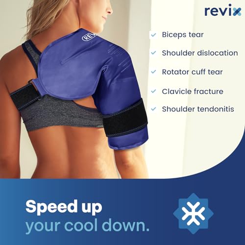 REVIX Shoulder Ice Pack Wrap for Rotator Cuff, Reusable Gel Cold Pack - size: Standard, style: Navy