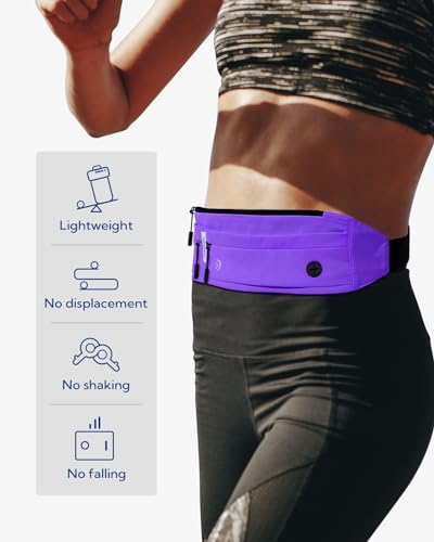 WATERFLY Running Belt Fanny Pack:Phone Holder Belt for Men Women - color: Purple