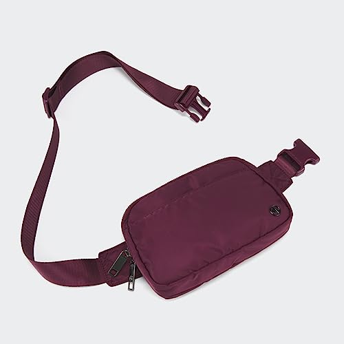 Pander Nylon Fanny Pack Belt Bag for Women with 5 Zipper Pockets - color: Red Merlot