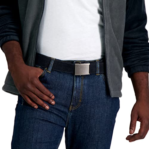 Columbia Men's Military Plaque Buckle Fabric Belt- One Size 42" Length - Everyday and Outdoor Wear - color: Black Cotton Strap