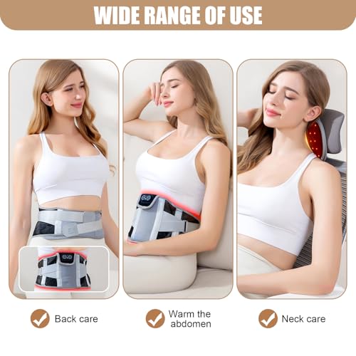 Red-Light-Therapy Belt Infrared-Light Heating Device Wrap for Back Waist 660nm&850nm(No Battery)