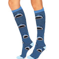 Compression Socks for Women Festival Knee High Socks Calf Stockings - color: Navy Striped Shark, size: Large
