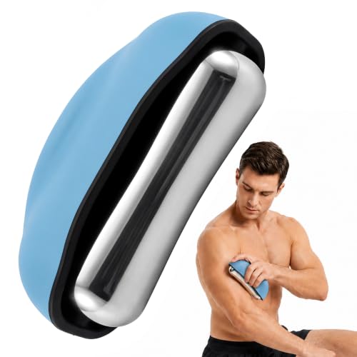 Cooling Massage Roller with Ergonomic Handle for Deep Tissue-Blue - color: Blue