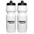 GEMFUL Bike Squeeze Water Bottle BPA Free 24 oz 2 Pack - color: White