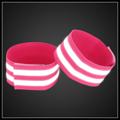 8pcs Reflective Bands for Arm Reflective Armbands High Visibility Night Cycling Riding Reflector Tape Straps Bracelet Pink Durable Material