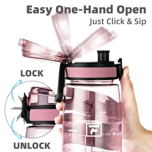 Fanhaw 32 oz Clear Plastic Water Bottle, Chug Lid, Cherry Blossom - color: Cherry Blossom