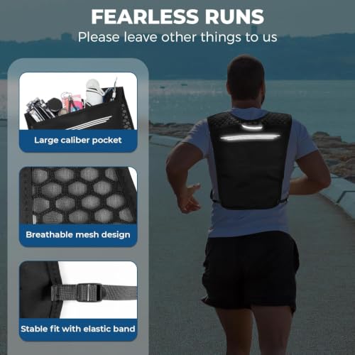 Running Hydration Vest, Adjustable Chest Straps Running Vest for Women Men with 500ml Soft Flask - color: Black