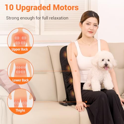 CARSHION 10 Vibrating Massage Nodes Back Massager Chair Pad for Pain Relief - color: Black-10vibration Motor