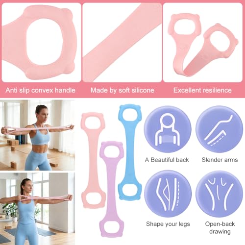 3 Pcs Figure 8 Fitness Resistance Band, Back Training Elastic Rope