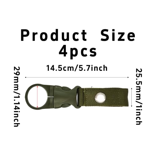 pson 4Pcs 1.37 Inch Portable Water Bottle Clip Holder, Hanging Bottle Buckle Keychain Ring for Outdoor Camping Hiking Travel(Army green) - color: Army green