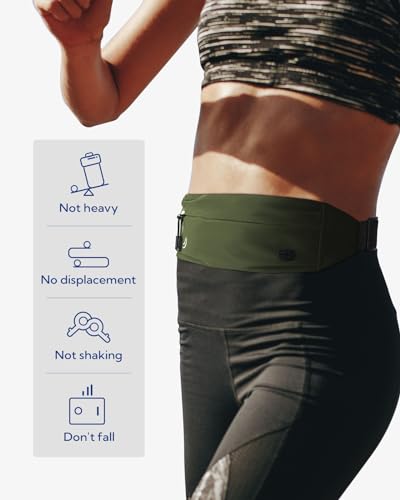WATERFLY Running Belt Fanny Pack:Phone Holder Belt for Men Women - color: Olive Green
