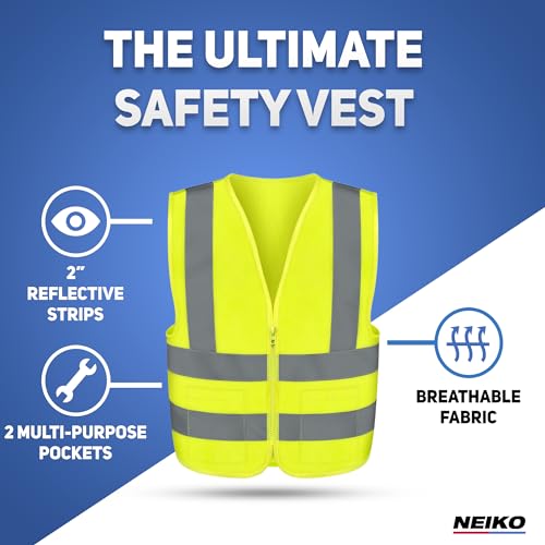 Neiko High Visibility Safety Vest ANSI Class 2, 2 Pockets - size: XX-Small