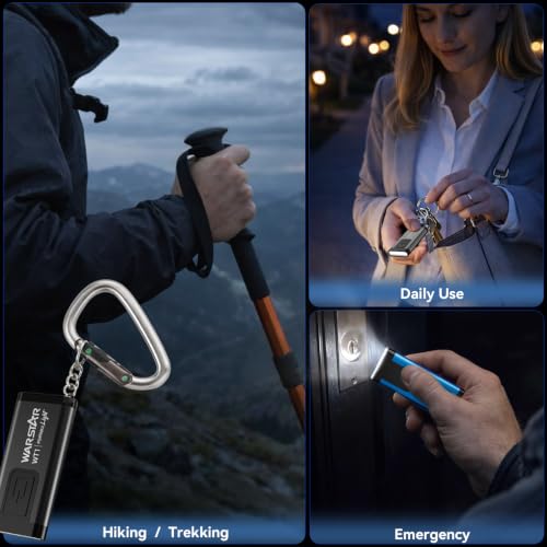 WARSTAR Keychain Flashlight with Personal Safety Alarm, 200LM Mini EDC Light, USB-C Rechargeable Emergency Siren for Women & Night Safety (6pack,Grey*6) - color: 6pack,Grey*6