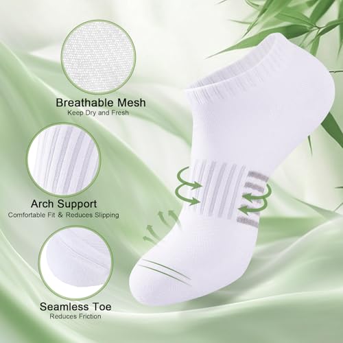 Ankle Socks for Women, 6/12 Pairs Bamboo Viscose Low Cut Socks - color: White, size: 8-11