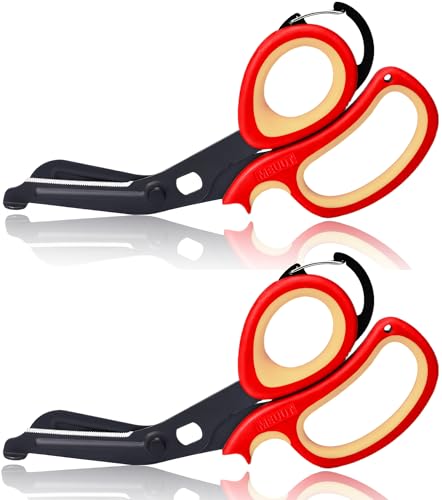 MEUUT Trauma Shears with Carabiner 7.5 Inch 2-Pack Medical Scissors - color: Red/Salmon-red/Salmon