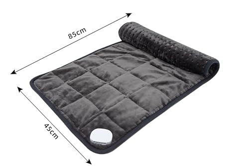 Ambershine 17''x33'' Weighted Heating Pad, 5.2lbs with 12 Temperature Settings & 4 Auto-Off Timers, Pain Relief for Back/Neck/Shoulders/Abdomen/Legs(Dark Grey) - color: 02-dark Grey