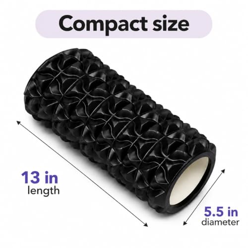 High-Density Foam Roller for Recovery and Relaxation, Muscle Massage and Myofascial Trigger Point Release, Relieves Muscle Pain, Improves Mobility (Black)