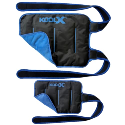 2 Pack KoolX Premium Gel Ice Packs for Injuries Reusable, Flexible Cold Wraps with Straps, Soft Plush & Nylon Sides, Extension Strap, Ice Pack for Knee, Back, Shoulder, Elbow & Calf - Medium + Large - size: Medium + Large - Combo Pack