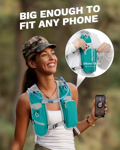 Running Vest for Women and Men, Hydration Running Backpack, Runners Vest, Hydration Vest, with Front Phone Holder, Adjustable Chest and Waist Strap - color: Moss Green, size: Only Backpack