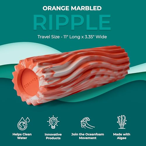 Oceanfoam Ripple Small Foam Roller for Physical Therapy (Orange Marbled)