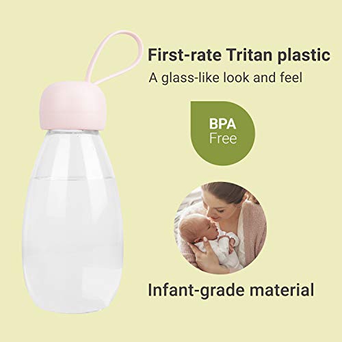 emoi BPA Free Water Bottle, 12oz/360ml Cute Water Bottle with Carrying Strap, Ideal for Kids Boys Girls Students Women Healthy Hydration-Pink - color: Pink Cap, size: 12 Ounces