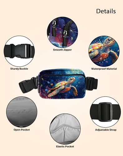 Sea Turtle Fanny Pack Fashion Belt Bag Lightweight Waist Pouch with Adjustable Strap Mini Crossbody Bags for Women Travel Sports Running - color: Light Yellow