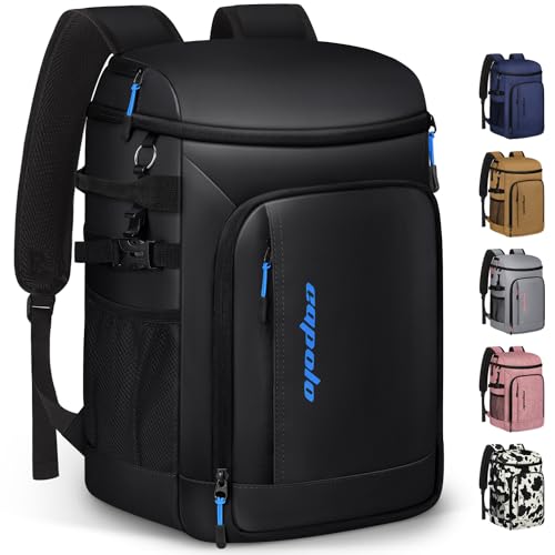 Capolo Cooler Backpack Insulated Leak Proof for Women Men Soft Cooler Bag - color: Deep Black Leather, size: 45 Cans