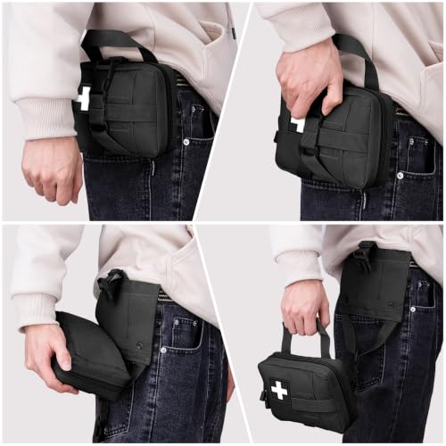 Tactical Molle Pouches Multi-Purpose Military Nylon Waist Pack Utility Bag Detachable Patches Pouches for Dog Vest Harness - color: Black