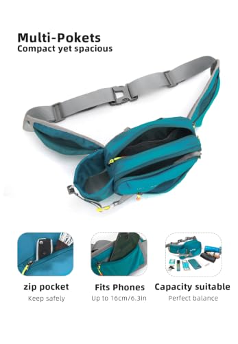 Lightweight Sports Fanny Pack with Bottle Holder,Waist Pack for Hiking,Running,Cycling & Outdoor Adventures (Turquoise) - color: Turquoise