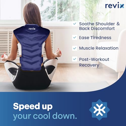 REVIX Large Ice Pack for Back & Shoulder, Reusable Gel Cold Wrap, Navy - color: Navy