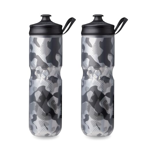 HydraPak Polar Sport Insulated Water Bottle 2-Pack (24oz, Contender Black) - color: Contender Black, style: 24oz/700ml (2-Pack)