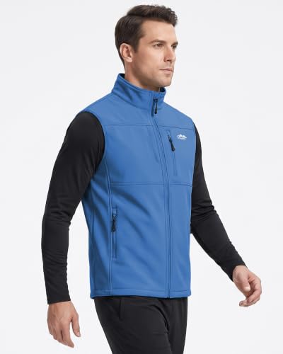 WULFUL Men's Lightweight Golf Vest Windproof Outerwear Sleeveless Jacket - color: Blue, size: X-Large