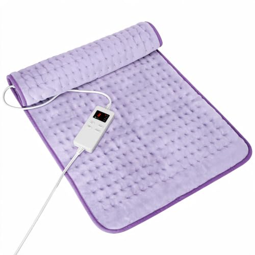 Heating Pad for Back Neck & Period Cramps, Auto Shut Off, Purple - color: Mineral Violet, size: 12'' x 24''