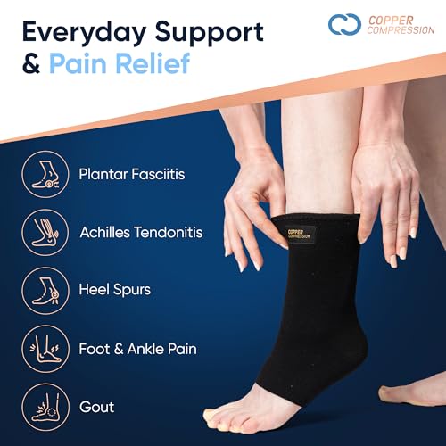 Copper Compression Achilles Support Sock – Silicone Gel Support for Tendonitis, Injury Recovery & Pain Relief – Lightweight, Breathable Compression for Swelling & Circulation – Wear Day & Night – L/XL - size: Large/X-Large
